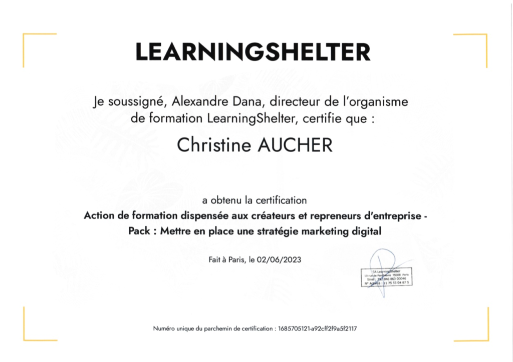 Certification pour entrepreneur
